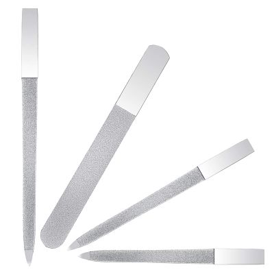 4 PCS Diamond Nail File Double Sided Metal Fingernail Manicure Files for Polish Nail, Removes Nail Ridges