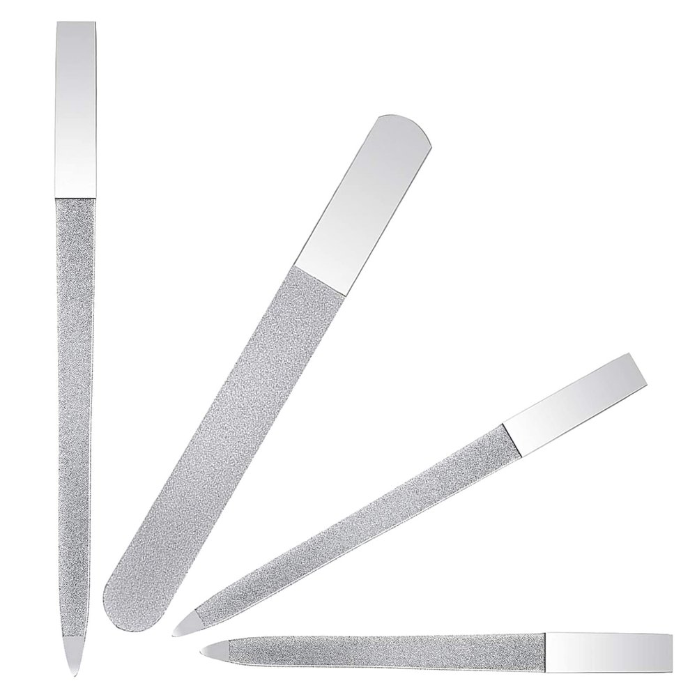 4 PCS Diamond Nail File Double Sided Metal Fingernail Manicure Files for Polish Nail, Removes Nail Ridges