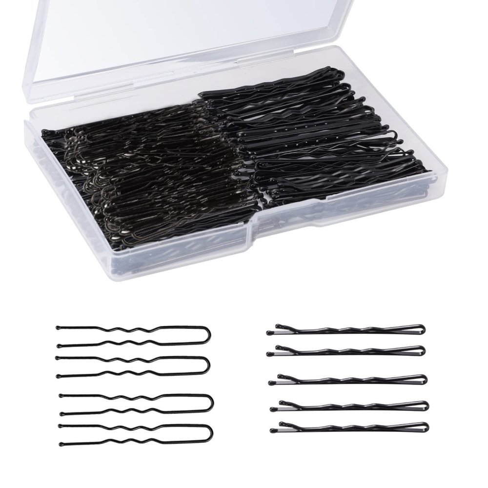 200 Pcs Hair Pins Kit, Bobby & U Shaped Bun Pins - Gifts for Women & Girls, Wedding Hairstyles (Black, 2Inch)