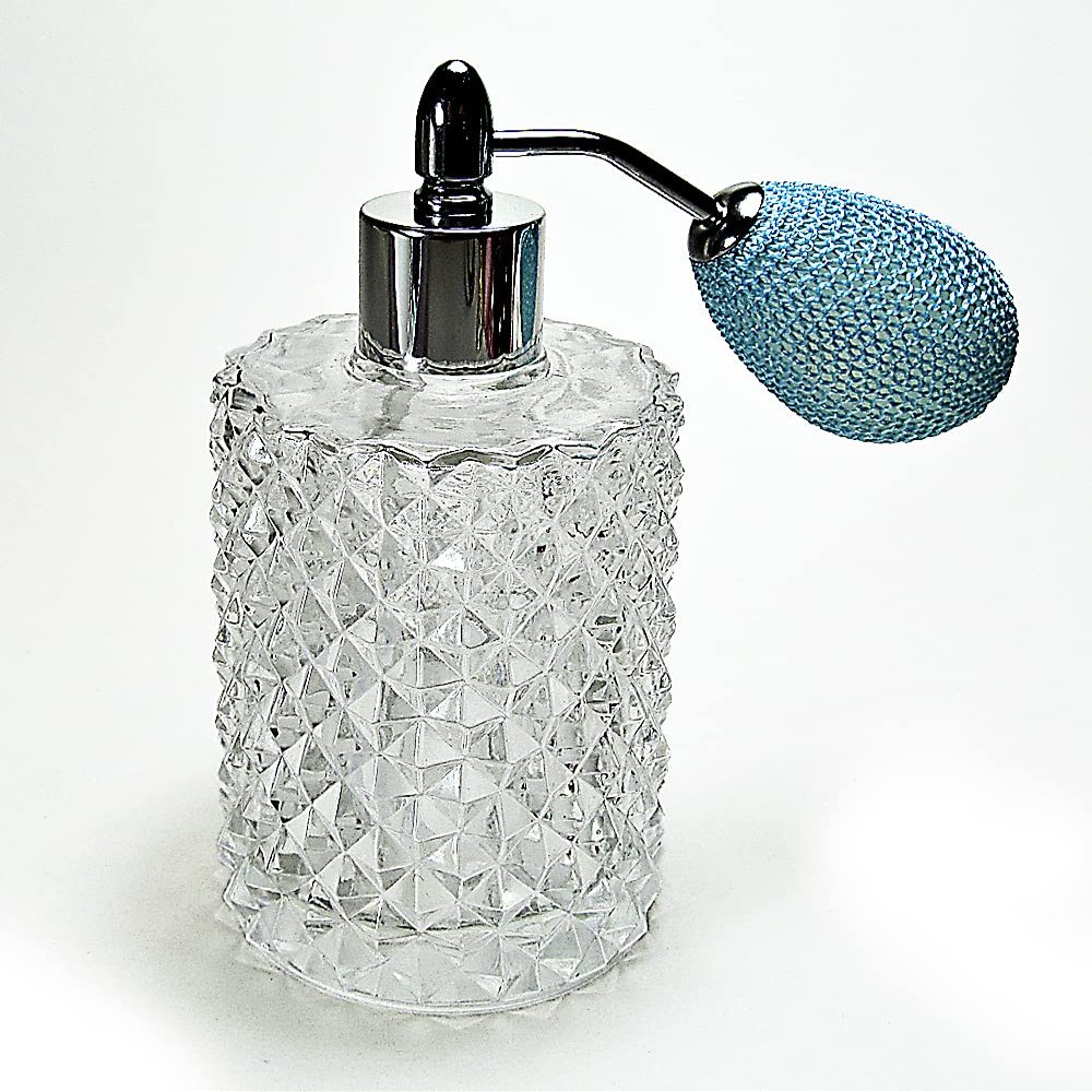 Alice-Aliya Empty refillable perfume atomizer bottle with squeeze bulb perfume sprayer. (Turquoise bulb color)