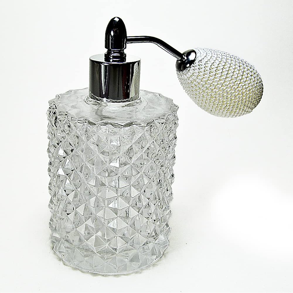 Alice-Aliya Empty refillable perfume atomizer bottle with squeeze bulb perfume sprayer. (White bulb color)