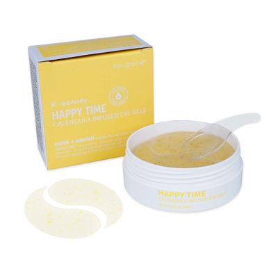NuPore Happy Time Calendula Tea Under Eye Gels Patch, Moisturizing, Hydrating, Relaxing, Nourishing, improves Elasticity, 30 individual pads in jars