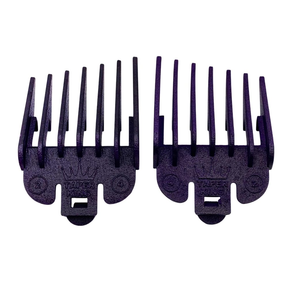 Taper King Clipper Guide Combs - Fool Proof Tapers & Fades at Home! Amethyst - #2 to #4 - Compatible with Wahl/Conair Clippers!