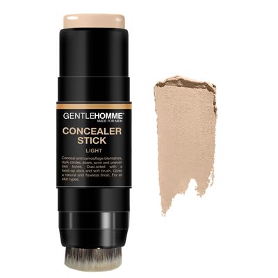 Gentlehomme Men's Concealer Stick with Brush for Dark Circles Eraser, 4 Shades, Light