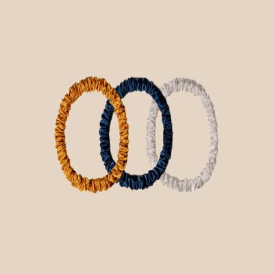 Muraki 100% Skinny Silk Scrunchie Sets- No Crease Hair Ties (RICH EARTH)