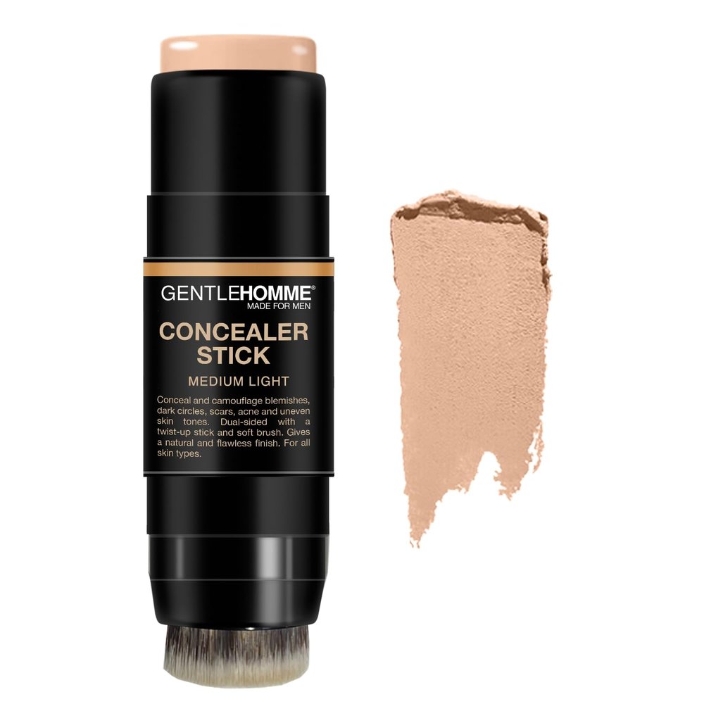 Gentlehomme Men's Concealer Stick with Brush for Dark Circles Eraser, Medium Light