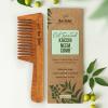 Nat Habit - Back To Natural Secrets Everyday Kacchi Neem Comb, Wooden Comb For Men, Women, Treated With Neem Oil, Bhringraj & 17 Herbs (Wide Tooth) 18-20Cm Length Brown view 3