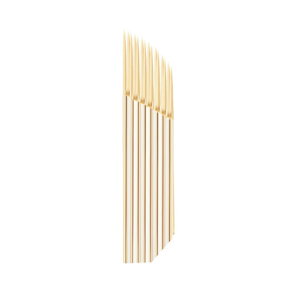 Double Shading 15Pin Microblading Needles Golden Double-Row 15P Curved Embroidery Blades For Permanent Makeup Manual Pen Tools