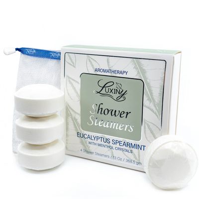 Eucalyptus Shower Steamer Aromatherapy in Your Shower, American Made by Luxiny, Shower Bomb Tablets Melt to Release a Vapor for Natural Stress Relief - Pack of 4 XL Steamers (Eucalyptus Spearmint)