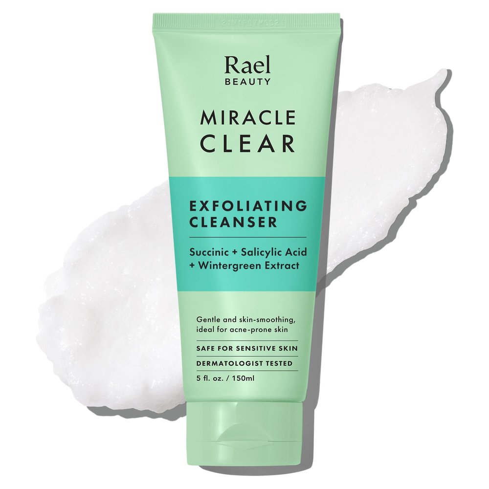 Rael Face Wash, Miracle Clear  Gentle Exfoliating Cleanser with Succinic Acid & Minerals, Korean Skin Care (5 fl oz)
