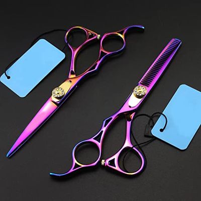 Hair Cutting Scissors, Japan 5.5" set professional hairdresser's left-hand scissors hairdressing scissors hair cutting scissors barber thinning shears BY ZZYY (Color : Set without bag)