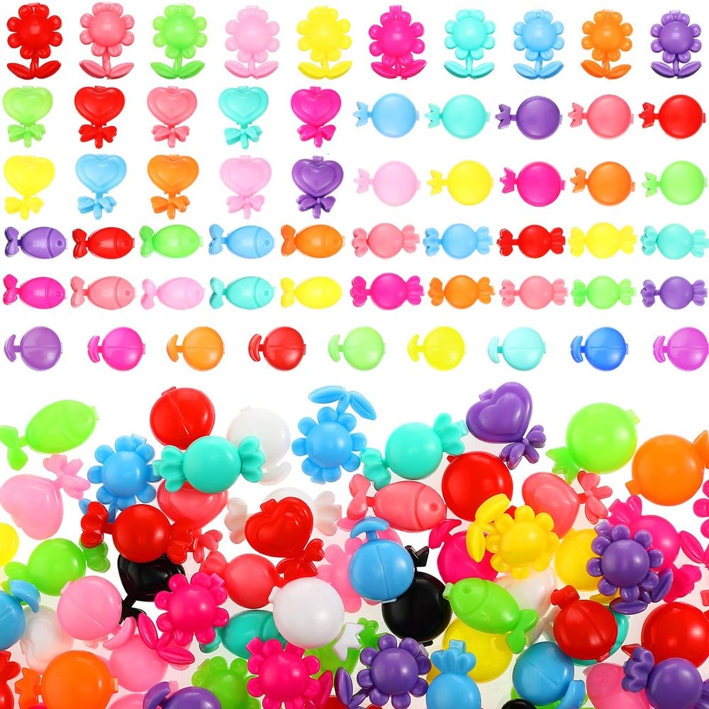 120 Pieces Self Hinge Plastic Hair Clips Hair Barrettes for Girls Multi Coloured Flower, Candy, Fish 80s 90s Mini Cartoon Design Barrettes Pins for Toddler Girls