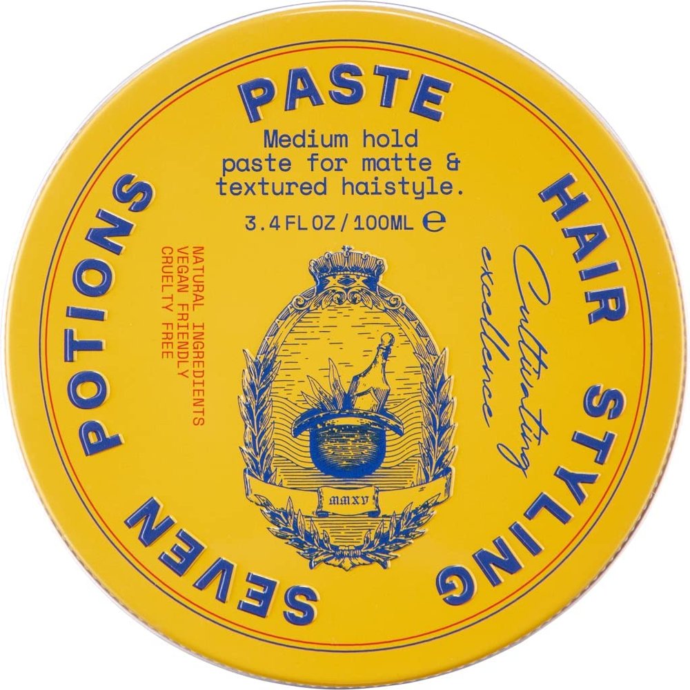 SEVEN POTIONS Mens Hair Styling Paste  Medium, Flexible Hold with No Shine  Water-Based, Natural, Vegan & Cruelty-Free  Easy Restyle, No Shine  Alternative to Hair Putty, Clay Pomade  3.4 fl oz