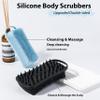 2 PC Silicone Body Scrubber, 2 in 1 Exfoliating Shower Bath Scrubber, Soft Silicone Loofah for Sensitive Skin, Shower Hair Scalp Massager, Easy to Clean, Lather Well (Blue&Black) view 2