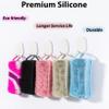 2 PC Silicone Body Scrubber, 2 in 1 Exfoliating Shower Bath Scrubber, Soft Silicone Loofah for Sensitive Skin, Shower Hair Scalp Massager, Easy to Clean, Lather Well (Blue&Black) view 4