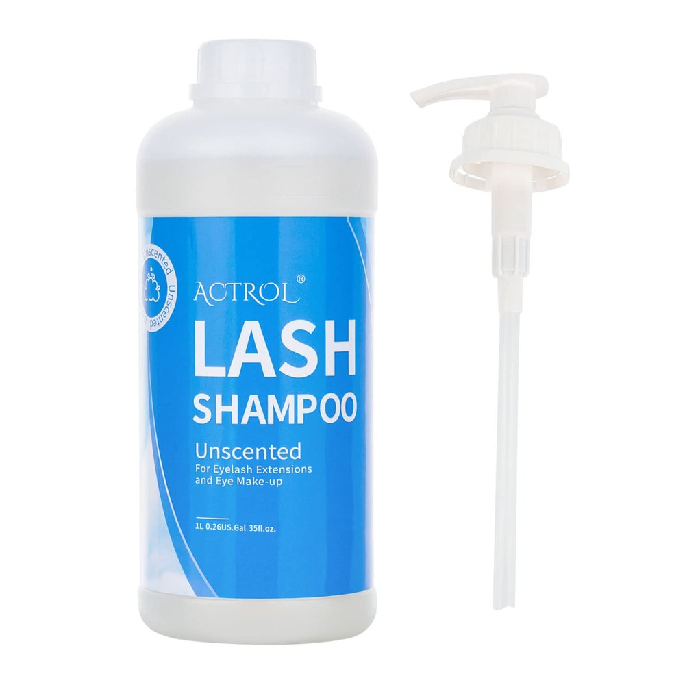 ACTROL Eyelash Extension Cleanser Unscented 1L Natural Lash Extension Shampoo Professional Eyelid Foaming Cleanser Paraben & Sulfate Free Non-lrritating with Salon and Home Care