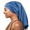 Extra Large Satin Infinity Scarf Ponytail Turban Cozy Winter Hats Blue view 2