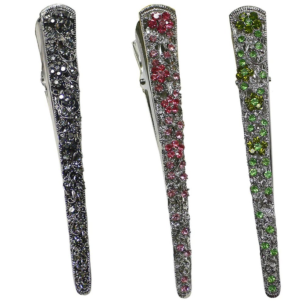 Set of 3 JCGY Alligator Strong Metal Hair Clips Long Duckbill Clips Beakclips for Hair Upstyling for Women Girls NM110-2-3nJetNroseNgreen