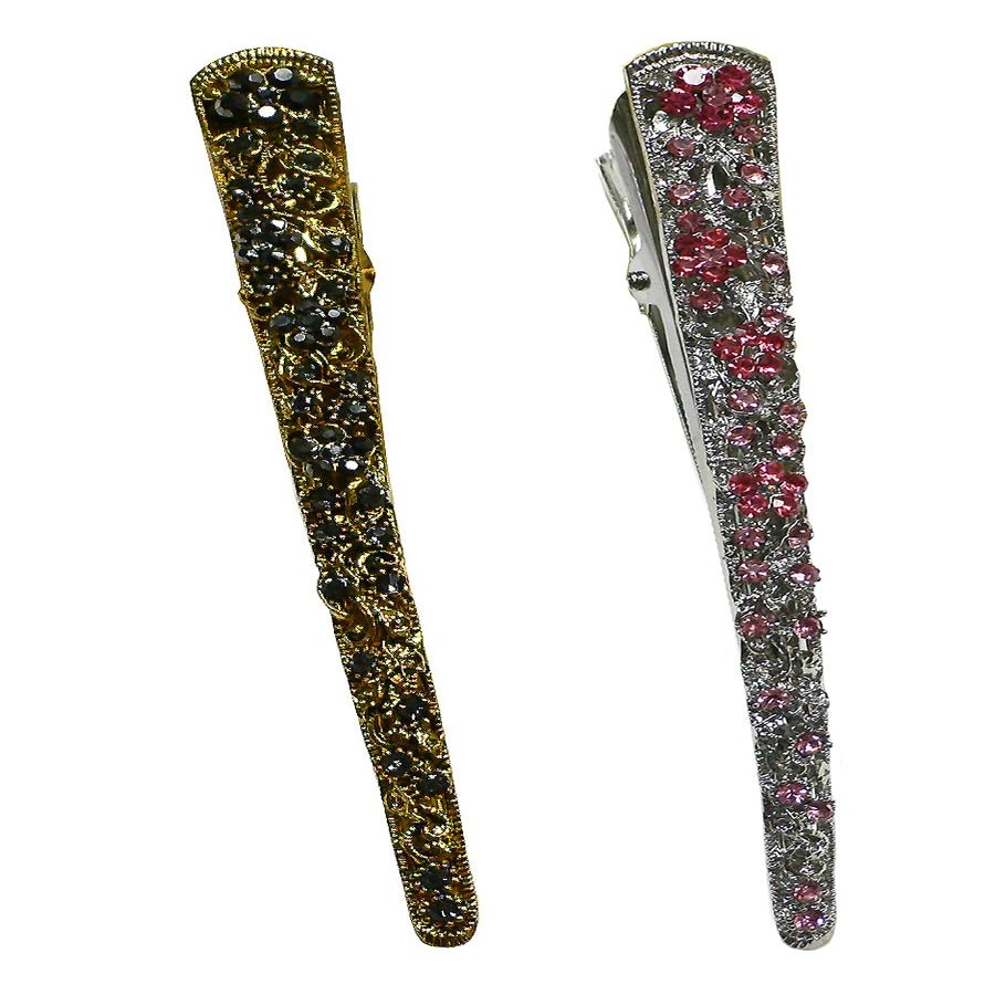 Set of 2 JCGY Alligator Strong Metal Hair Clips Long Duckbill Clips Beakclips for Hair Upstyling for Women Girls NM110-2gJetnfuchsia
