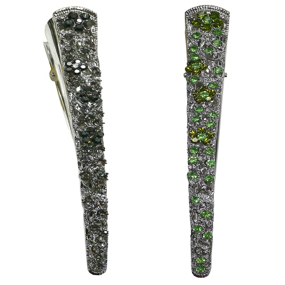 Set of 2 JCGY Alligator Strong Metal Hair Clips Long Duckbill Clips Beakclips for Hair Upstyling for Women Girls NM110-2nJetNgreen
