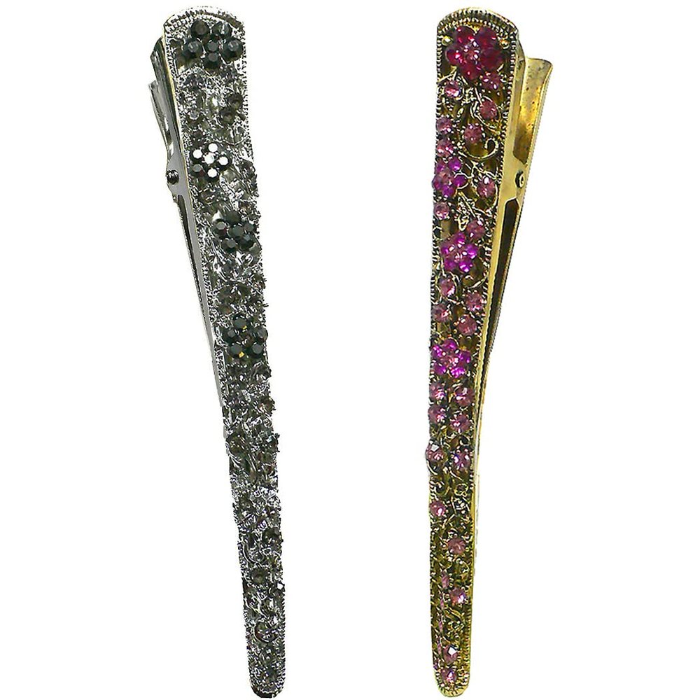 Set of 2 JCGY Alligator Strong Metal Hair Clips Long Duckbill Clips Beakclips for Hair Upstyling for Women Girls NM110-2nJetGrose