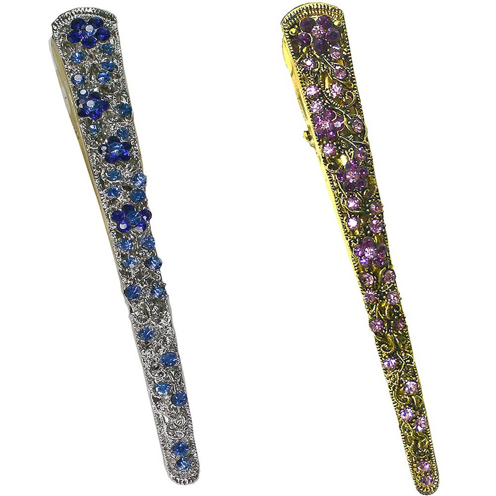 Set of 2 JCGY Alligator Strong Metal Hair Clips Long Duckbill Clips Beakclips for Hair Upstyling for Women Girls NM110-2nSapGpur