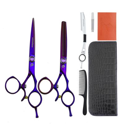 6.0 Inch Hair Scissors Kit Salon Professional Hairdressing Scissors Barber Accessories Razor Edge Hair Clipper Professional Rotating Thumb Shears Rotary Cutting Thinning Scissors Set