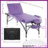 Saloniture Professional Portable Lightweight Tri-Fold Massage Table with Aluminum Legs - Includes Headrest, Face Cradle, Armrests and Carrying Case, Lavender view 4
