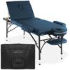 Saloniture Professional Portable Lightweight Tri-Fold Massage Table with Aluminum Legs - Includes Headrest, Face Cradle, Armrests and Carrying Case, Blue view 1