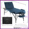 Saloniture Professional Portable Lightweight Tri-Fold Massage Table with Aluminum Legs - Includes Headrest, Face Cradle, Armrests and Carrying Case, Blue view 4