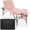 Saloniture Professional Portable Lightweight Tri-Fold Massage Table with Aluminum Legs - Includes Headrest, Face Cradle, Armrests and Carrying Case, Pink view 1
