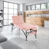 Saloniture Professional Portable Lightweight Tri-Fold Massage Table with Aluminum Legs - Includes Headrest, Face Cradle, Armrests and Carrying Case, Pink view 2