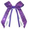 Cheer Sequin Hair Bow, Made in the USA, White Pony Band (Purple), many colors view 1