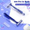 200 Pieces Disposable Razor Bulk for Men Individually Wrapped Twin Blades Shaving Razor for Shaving Safety Hotel Guest House Travel Home Use Portable, Blue view 2