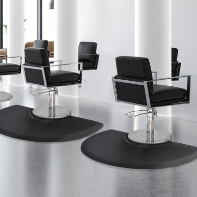 Salon mats for Hair Stylist 3'x4' Barber Shop Salon Chair Mats - Black Semi Circle Anti-Fatigue Floor Mat for Salon Chair - 5/8" Thick Salon Standing Mat
