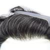 Transparent French Lace Mens Toupee Remy Human Hair Replacement System Bleached Knots Lace Front Thin Skin Mens Toupee Gray Brown Black Blonde Men Hair Piece Natural Wigs For Men (8"x10", #360 Dark Brown+60%Gray-100% Light to Med-Light) view 4