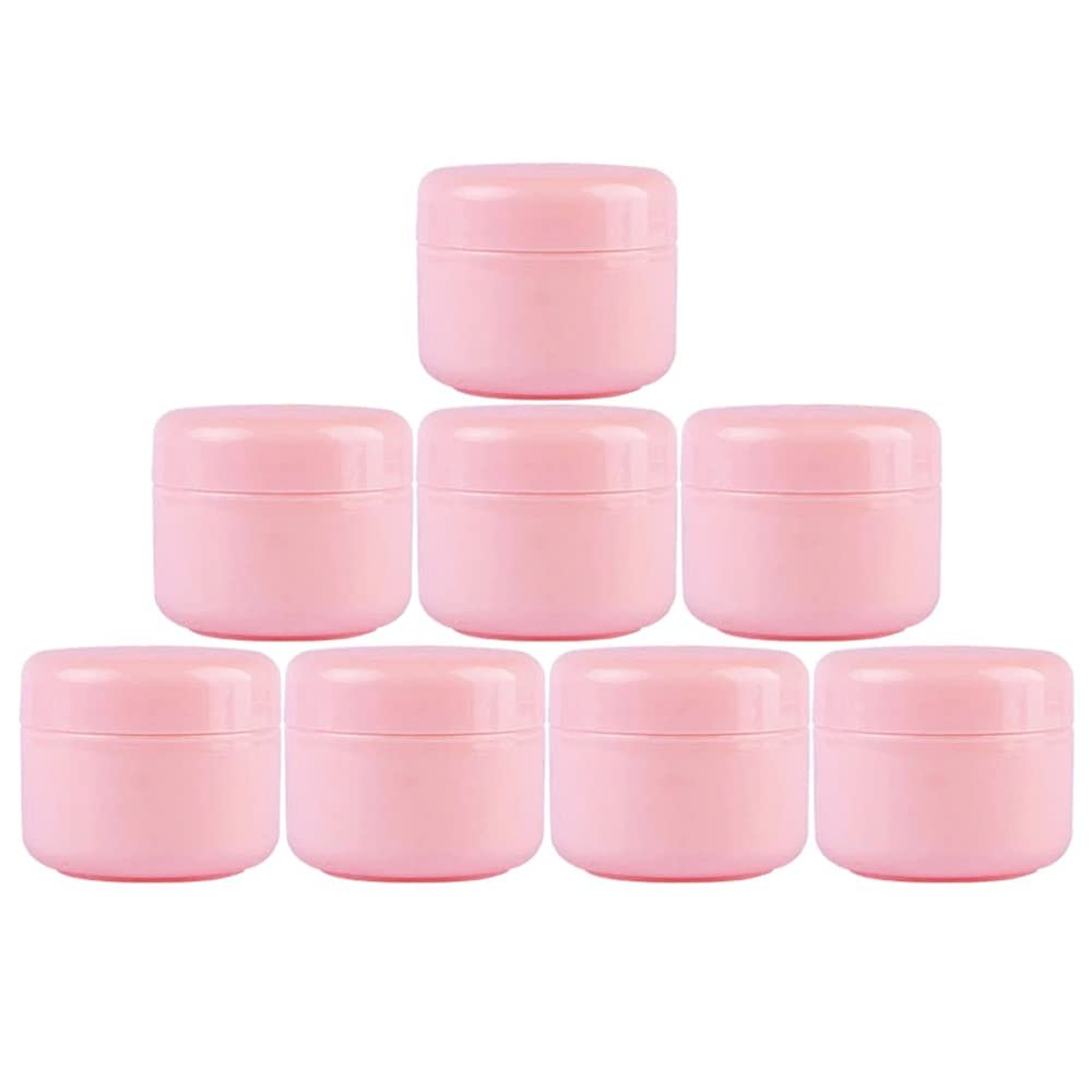 50ml Pink PP Facial Care Cream Bottle Portable Refillable Leakproof Lip Balm Lotion Cream Cosmetic Storage Container Tins (20Pcs)
