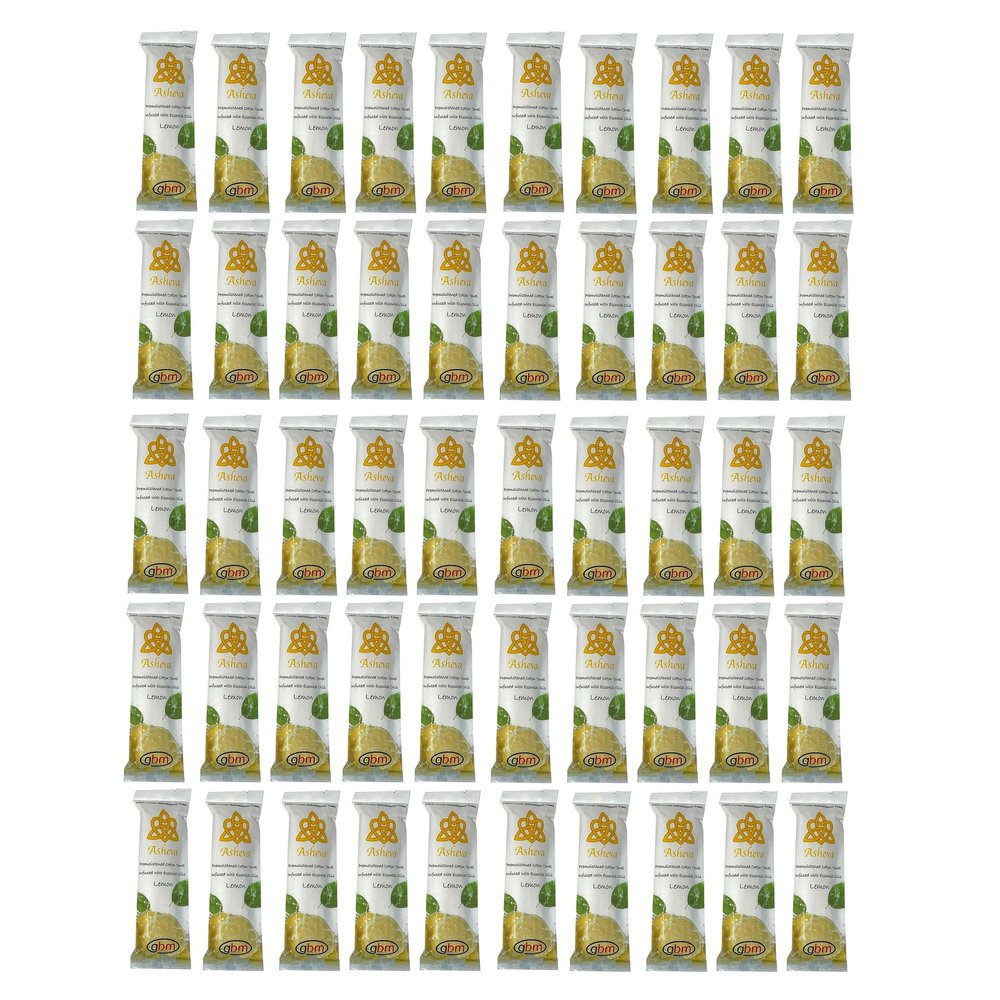 Asheva 8" x 9" Individually Wrapped Oshibori Disposable Towels - Luxurious Moist Cotton Hot/Cold Refreshment Towel - Lavender, Lemon, or Tea Tree Scents - Perfect for Spa, Travel, Dining & Events