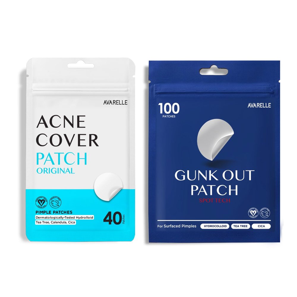 AVARELLE Triple Patch Kits Hydrocolloid Acne Patches, Acne Spot Treatment for Blemishes and Zit with Tea Tree Oil, Calendula Oil and Cica Oil for Face, Vegan, Cruelty Free(40 CT + Support)