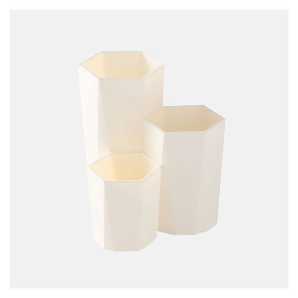 3 Lattices Organizer Make Up Tools Pen Storage Makeup Nail Polish Cosmetic Holder Box (Color : Beige)