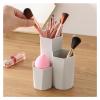 3 Lattices Organizer Make Up Tools Pen Storage Makeup Nail Polish Cosmetic Holder Box (Color : Beige) view 4