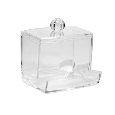 Acrylic Cotton Swab Makeup Organizer Storage Box Portable Container Make Up Cotton Pad Holder Cosmetics Organizer Gift (Color : Crystal)