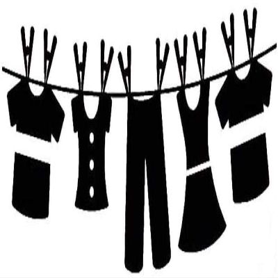 Clothesline Clothes Wall Decal Laundry Stickers Removable Wall Stickers Laundry Room Decoration Wallpaper 56Cm*21Cm