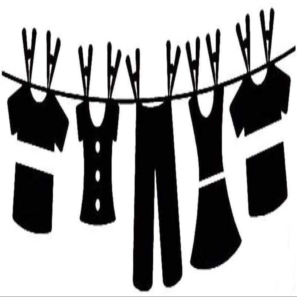 Clothesline Clothes Wall Decal Laundry Stickers Removable Wall Stickers Laundry Room Decoration Wallpaper 56Cm*21Cm
