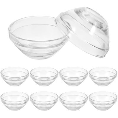 Cabilock 10PCS Facial Mixing Bowls, 3 Inch Clear Glass Esthetician Measuring Bowls for Facials, Small DIY Face Mud Mask, Cosmetic Mix Making Accessory, Skincare Tools for Home and Salon Use