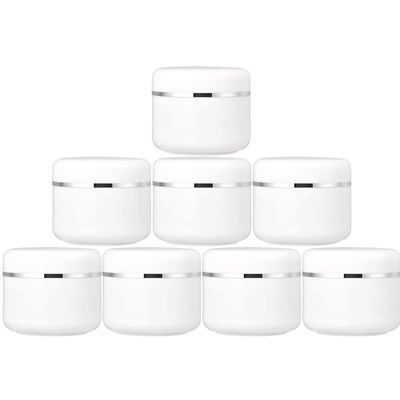 30ml White Silver Edge Cosmetic Plastic Jars with Screw Lid and PP Liner Portable Refillable Face Cream Lip Balm Lotion Storage Container Case (Pack of 30)