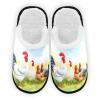 Dussdil White Brown Chickens Hen House Slippers Spring Floral Rooster Home Spa Slippers Memory Foam Closed Toe Slipper Non Slip for Hotel Bedroom Travel Shoes Women Men L view 1
