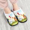 Dussdil White Brown Chickens Hen House Slippers Spring Floral Rooster Home Spa Slippers Memory Foam Closed Toe Slipper Non Slip for Hotel Bedroom Travel Shoes Women Men L view 2