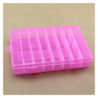 HANRUO 24 Compartment Storage Box Practical Adjustable Plastic Case for Bead Rings Jewelry Display Organizer (Color : Crystal)