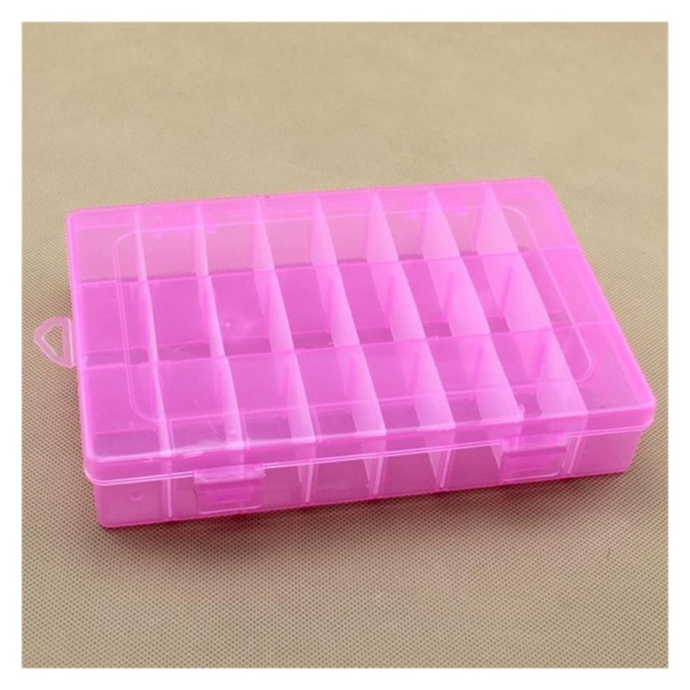 HANRUO 24 Compartment Storage Box Practical Adjustable Plastic Case for Bead Rings Jewelry Display Organizer (Color : Crystal)